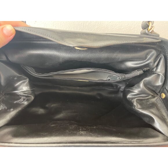 VTG Franco Godi Italia Black Crocodile Embossed Leather Satchel Style Handbag - Picture 14 of 16